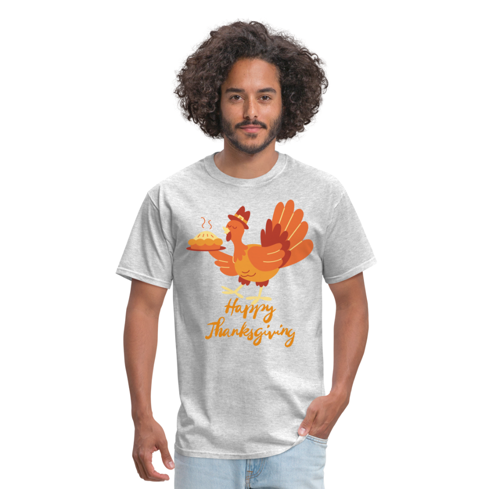 Happy Thanksgiving with Turkey | Unisex Classic T-Shirt for Men and Women - heather gray