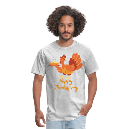 Happy Thanksgiving with Turkey | Unisex Classic T-Shirt for Men and Women - heather gray