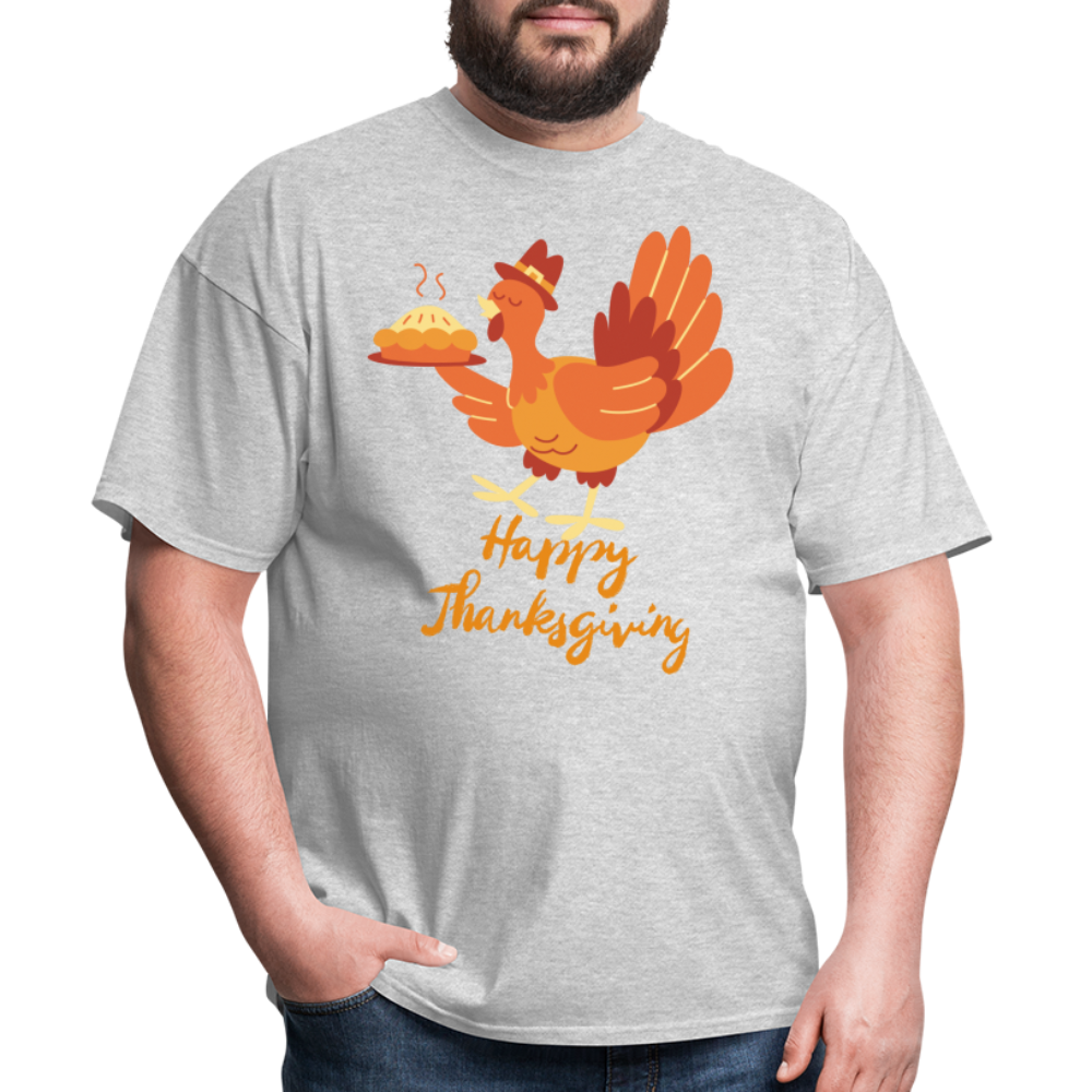 Happy Thanksgiving with Turkey | Unisex Classic T-Shirt for Men and Women - heather gray