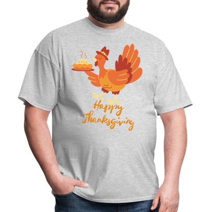 Happy Thanksgiving with Turkey | Unisex Classic T-Shirt for Men and Women - heather gray