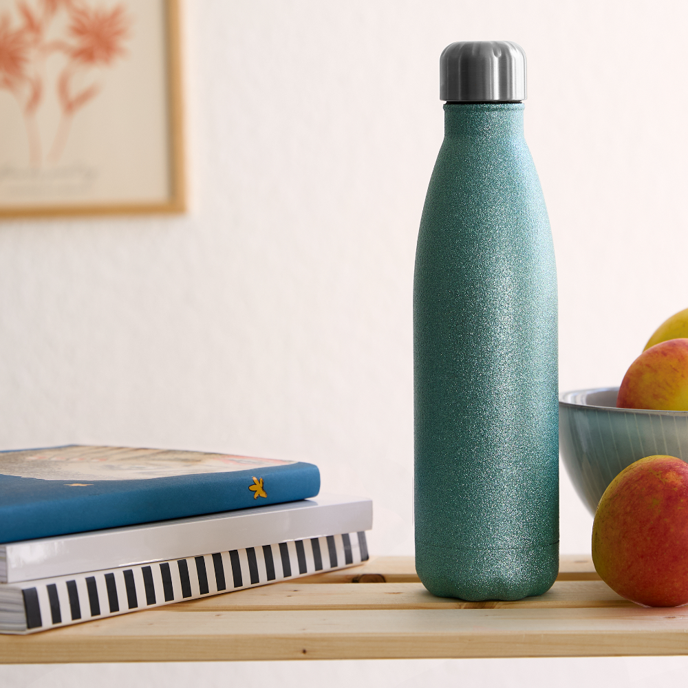 Insulated Stainless Steel Water Bottle - turquoise glitter