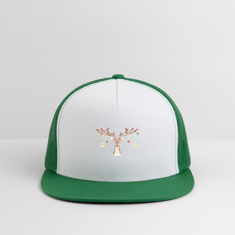 Reindeer with Decorative Hanging Ornaments | Trucker Hat - white/kelly green