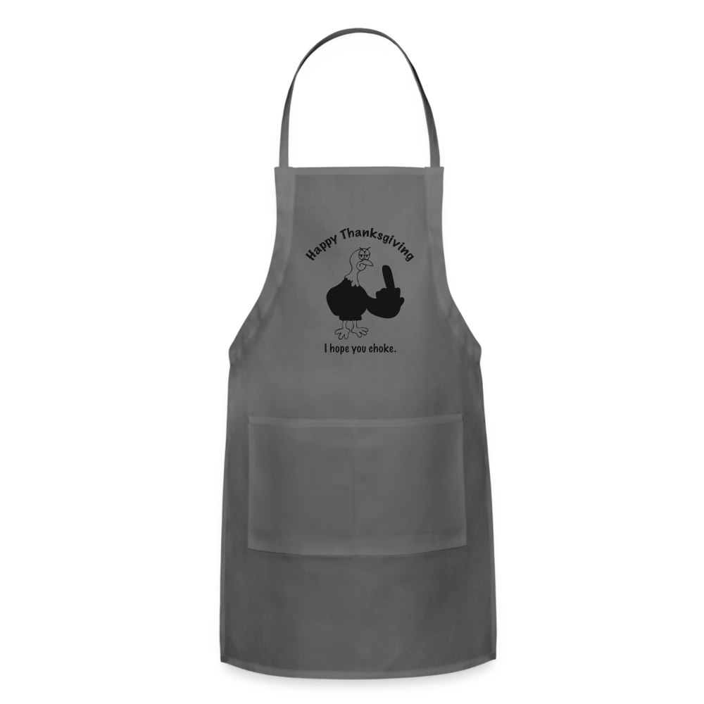 Happy Thanksgiving Apron | Adjustable Apron - charcoal