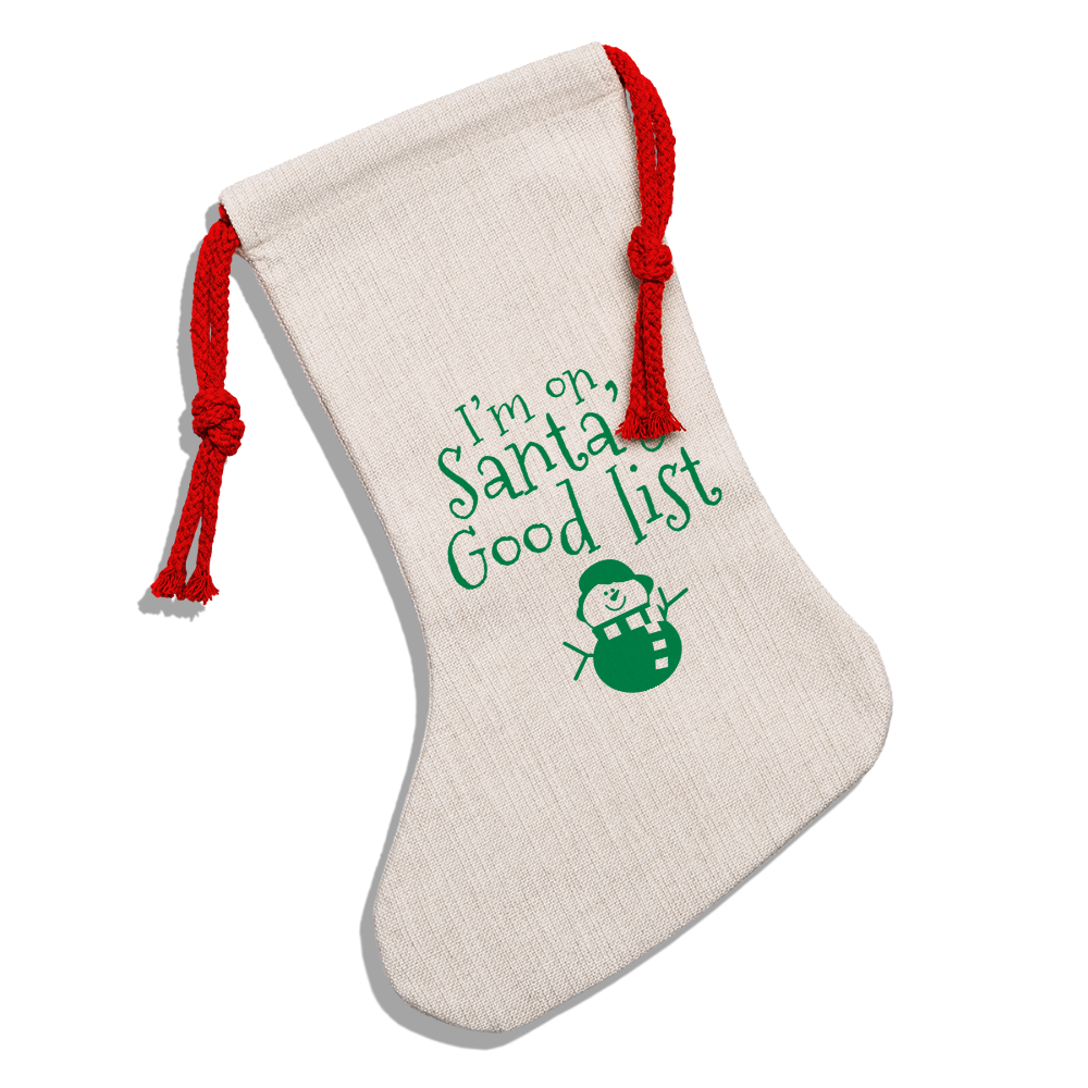 "Santa's Good List" Natural Holiday Stocking – Festive Charm for the Nice Ones - natural