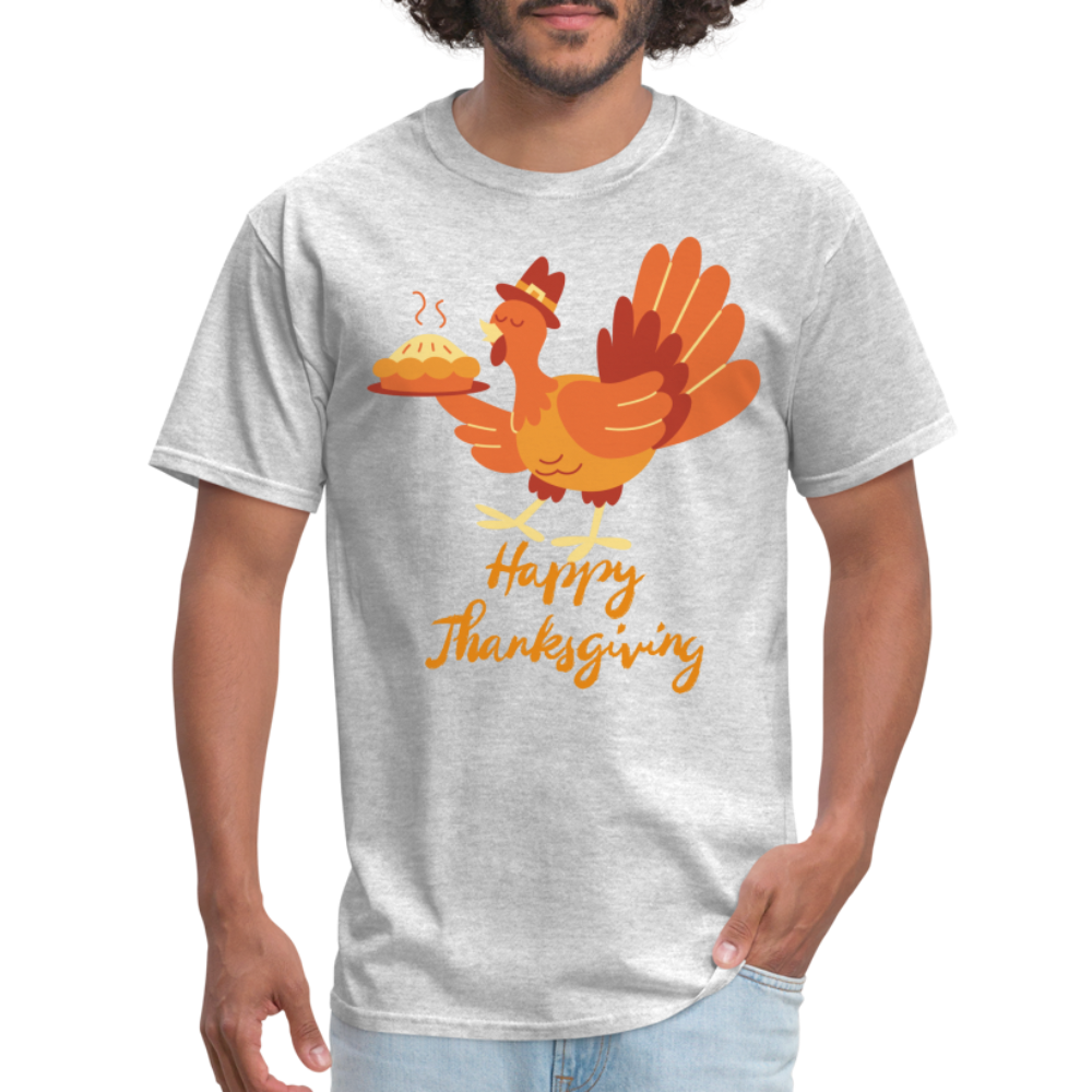 Happy Thanksgiving with Turkey | Unisex Classic T-Shirt for Men and Women - heather gray