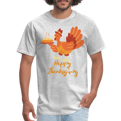 Happy Thanksgiving with Turkey | Unisex Classic T-Shirt for Men and Women - heather gray