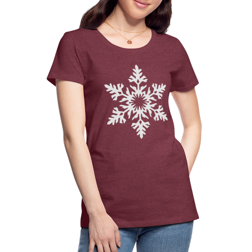 Snowflake Design T-Shirt For Women | Women’s Premium T-Shirt - heather burgundy