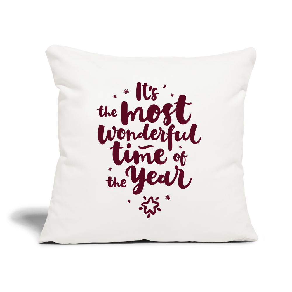 Throw Pillow Cover 18" x 18" – "It's the Most Wonderful Time of the Year" - natural white