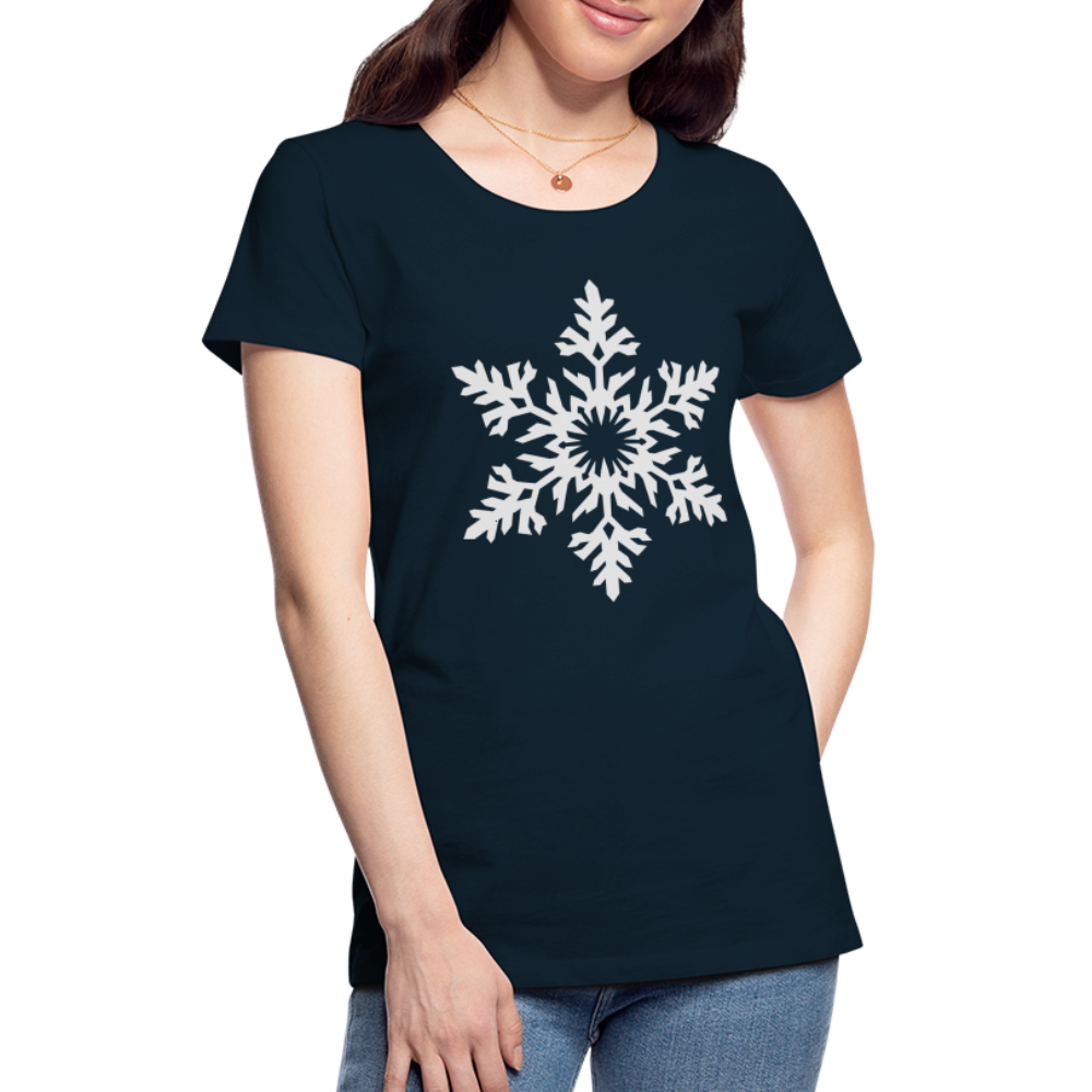 Snowflake Design T-Shirt For Women | Women’s Premium T-Shirt - deep navy