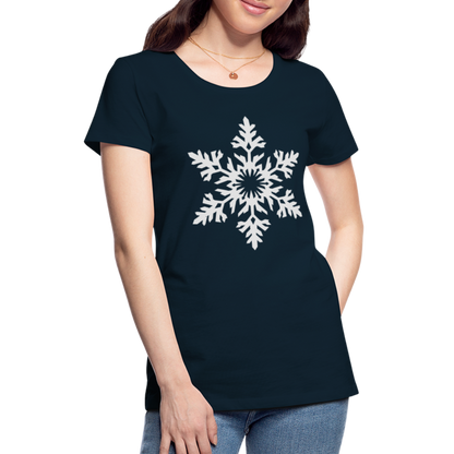 Snowflake Design T-Shirt For Women | Women’s Premium T-Shirt - deep navy