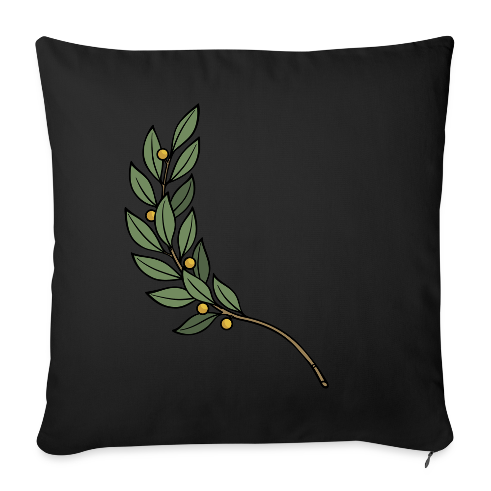 Throw Pillow Cover 18" x 18" – Elegant Wreath Design - black