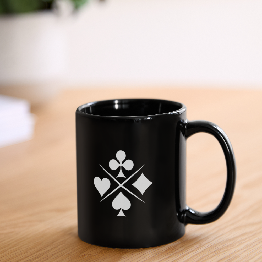 Elegant Card Symbol Ceramic black  Cup – Spade, Heart, Diamond, and Club Designs-Full Color Mug - black