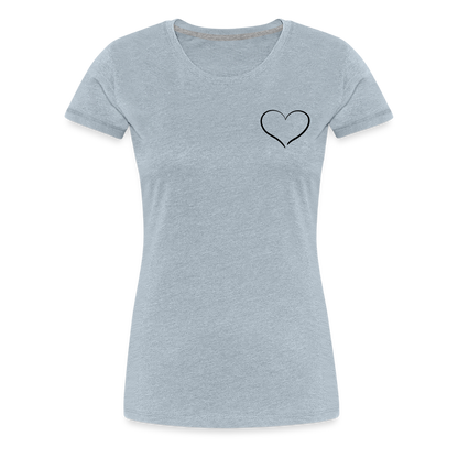 Heart Outline Design T-Shirt for Women | Women’s Premium T-Shirt - heather ice blue