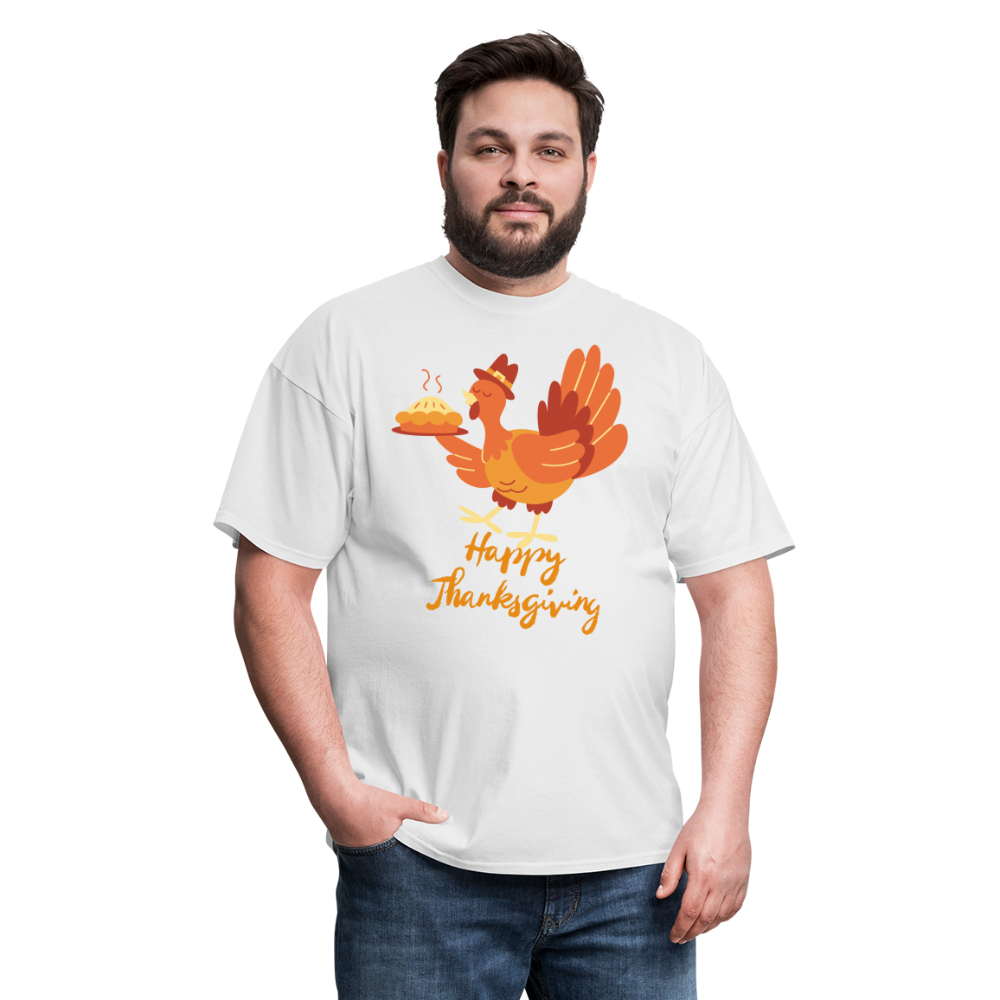 Happy Thanksgiving with Turkey | Unisex Classic T-Shirt for Men and Women - white