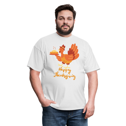 Happy Thanksgiving with Turkey | Unisex Classic T-Shirt for Men and Women - white