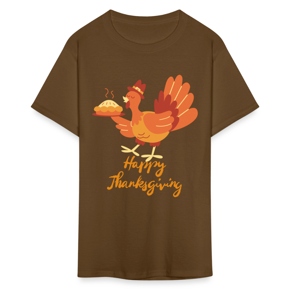 Happy Thanksgiving with Turkey | Unisex Classic T-Shirt for Men and Women - brown