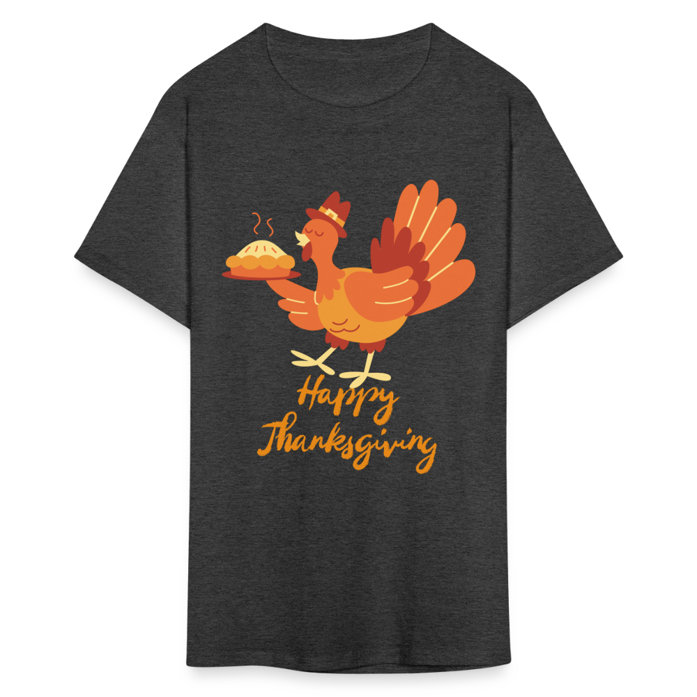 Happy Thanksgiving with Turkey | Unisex Classic T-Shirt for Men and Women - heather black