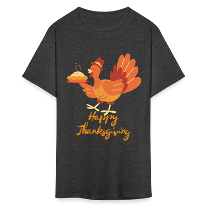 Happy Thanksgiving with Turkey | Unisex Classic T-Shirt for Men and Women - heather black