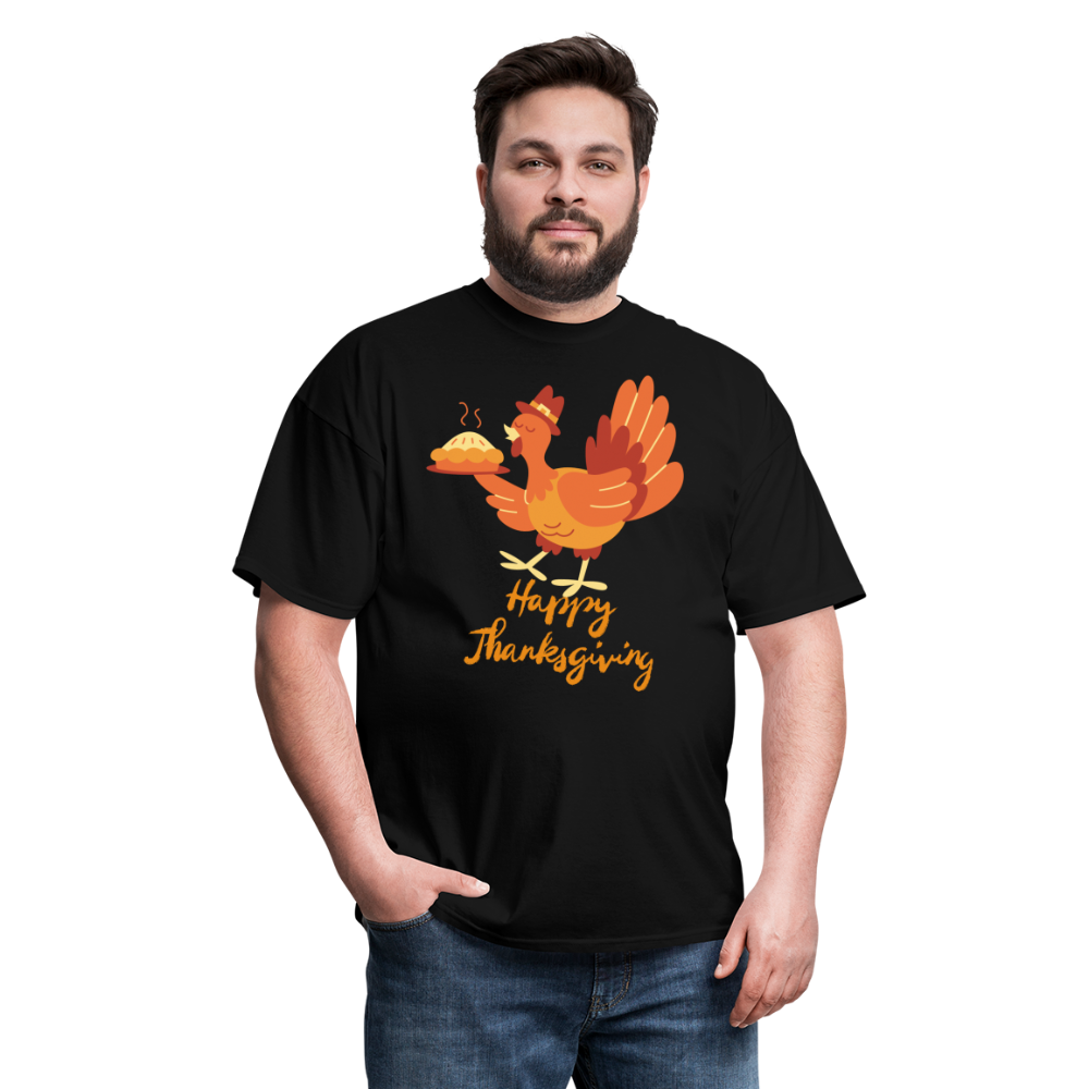 Happy Thanksgiving with Turkey | Unisex Classic T-Shirt for Men and Women - black