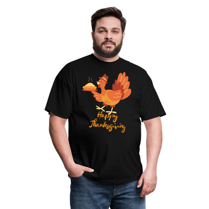 Happy Thanksgiving with Turkey | Unisex Classic T-Shirt for Men and Women - black