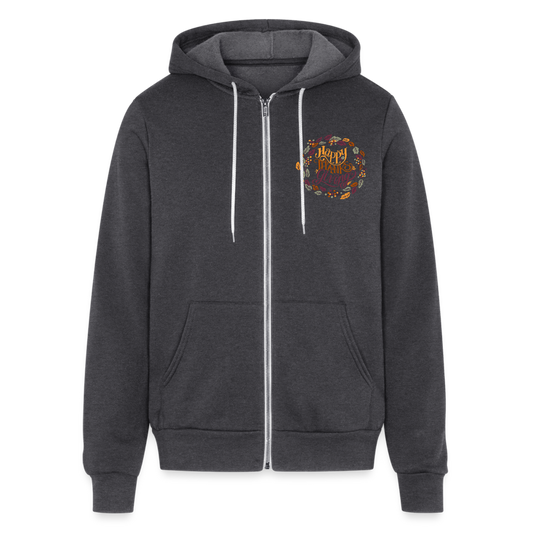 Happy Thanksgiving Sweatshirts | Happy Thanksgiving Hoodie | Bella + Canvas Unisex Full Zip Hoodie - charcoal grey