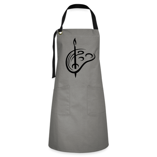 Artisan Apron with Paint Brush Design – Perfect for Creative Souls - gray/black