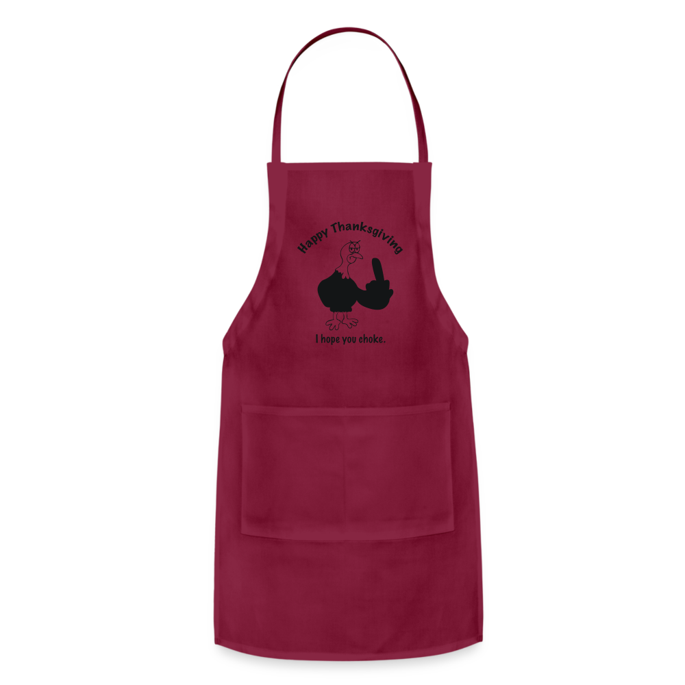 Happy Thanksgiving Apron | Adjustable Apron - burgundy