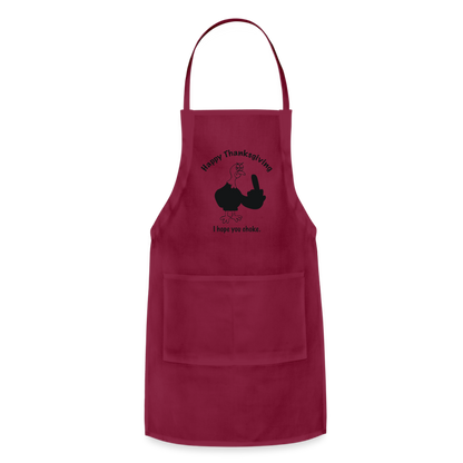 Happy Thanksgiving Apron | Adjustable Apron - burgundy