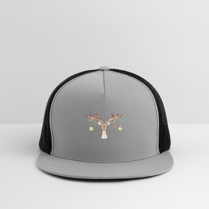 Reindeer with Decorative Hanging Ornaments | Trucker Hat - gray/black