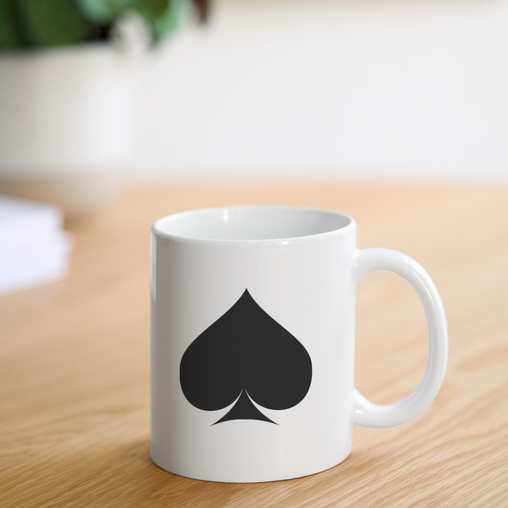 Spade Symbol Ceramic Cup – Modern Matte Finish  -Coffee/Tea Mug - white