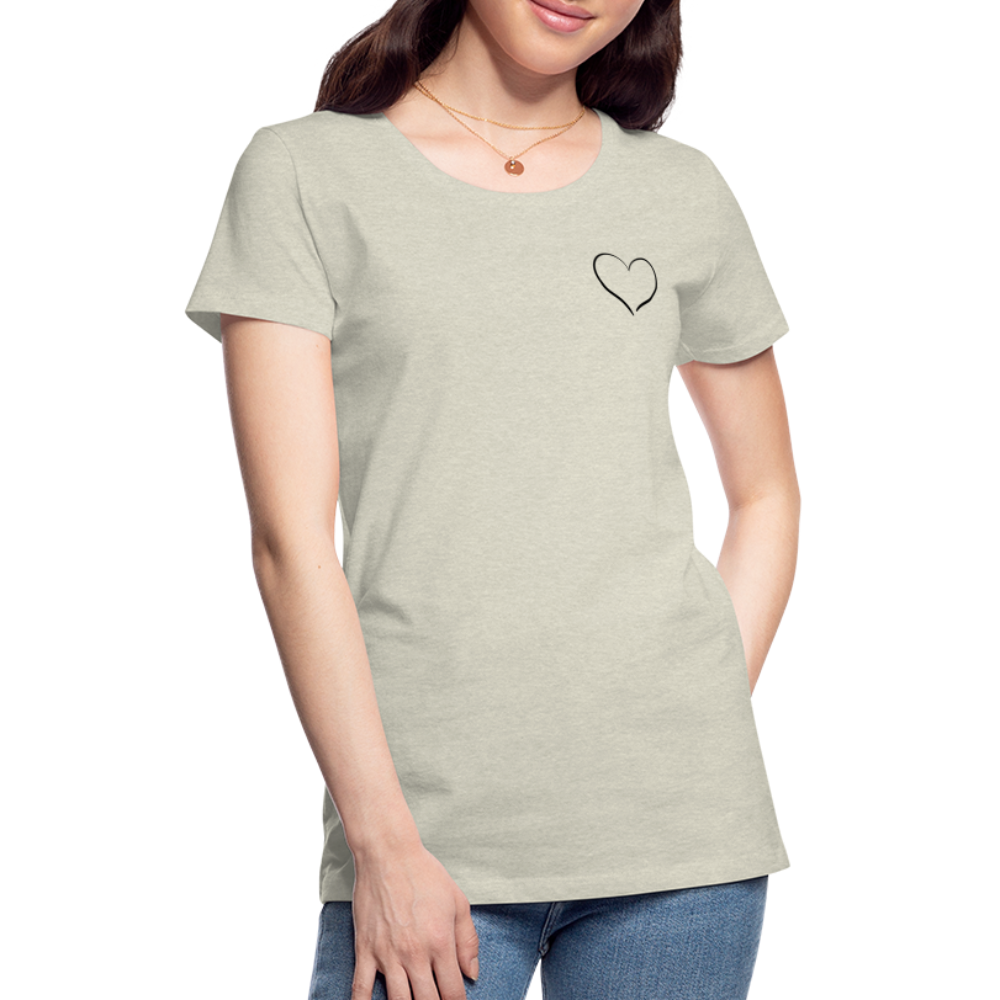 Heart Outline Design T-Shirt for Women | Women’s Premium T-Shirt - heather oatmeal