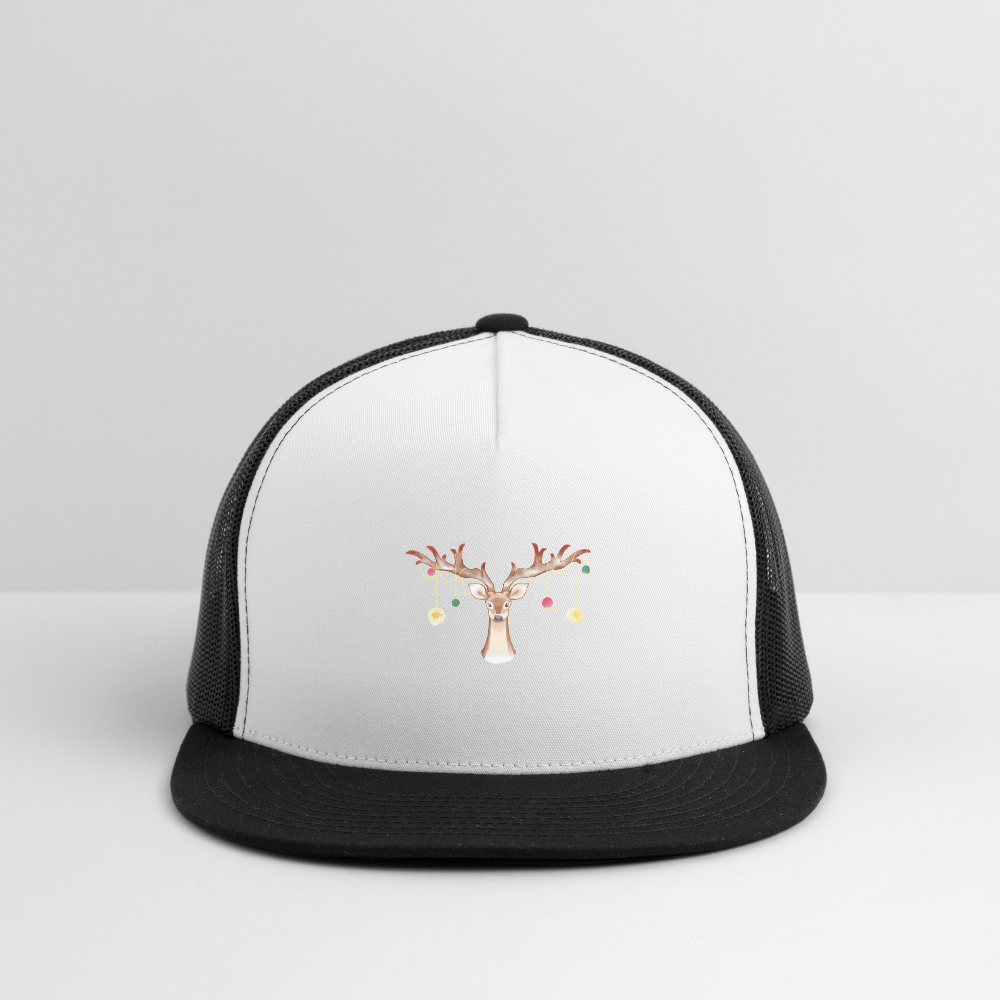 Reindeer with Decorative Hanging Ornaments | Trucker Hat - white/black