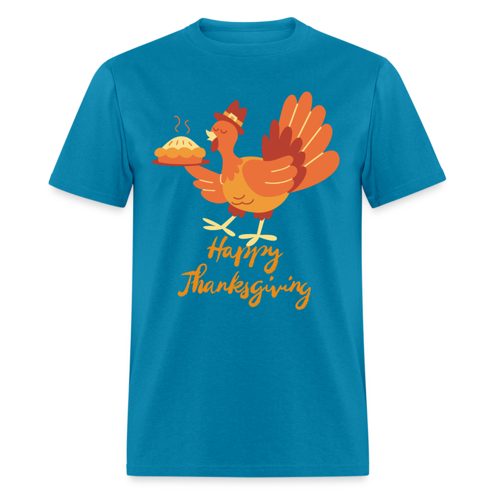 Happy Thanksgiving with Turkey | Unisex Classic T-Shirt for Men and Women - turquoise