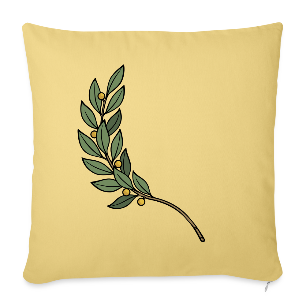 Throw Pillow Cover 18" x 18" – Elegant Wreath Design - washed yellow