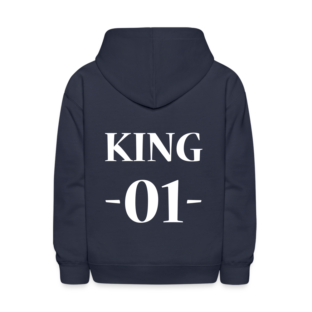 Kids' Hoodie-  "King No. 1" Back Print - navy