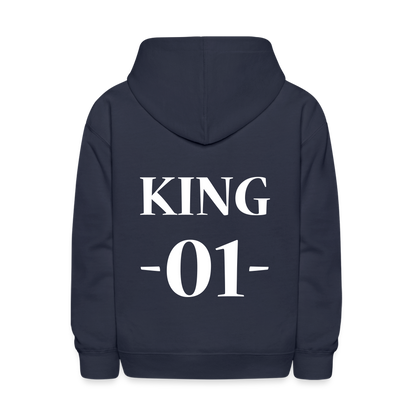 Kids' Hoodie-  "King No. 1" Back Print - navy