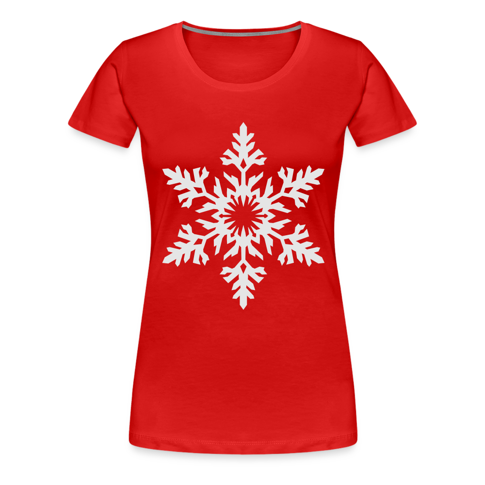 Snowflake Design T-Shirt For Women | Women’s Premium T-Shirt - red