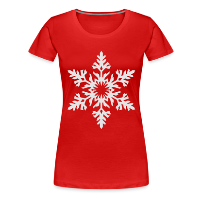 Snowflake Design T-Shirt For Women | Women’s Premium T-Shirt - red