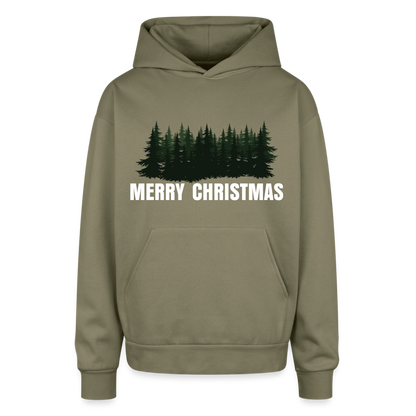 Merry Christmas Hooded Oversized Sweatshirts | Oversized Hooded Sweatshirt - olive