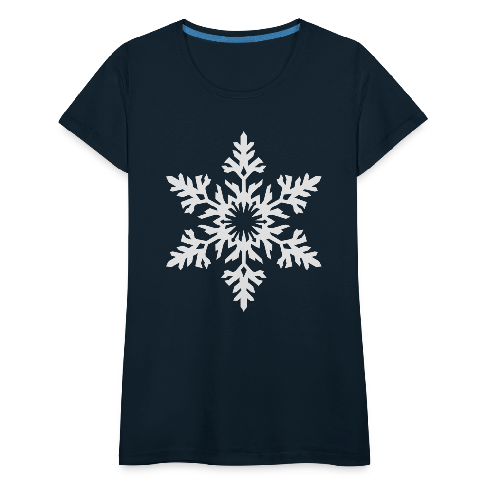 Snowflake Design T-Shirt For Women | Women’s Premium T-Shirt - deep navy