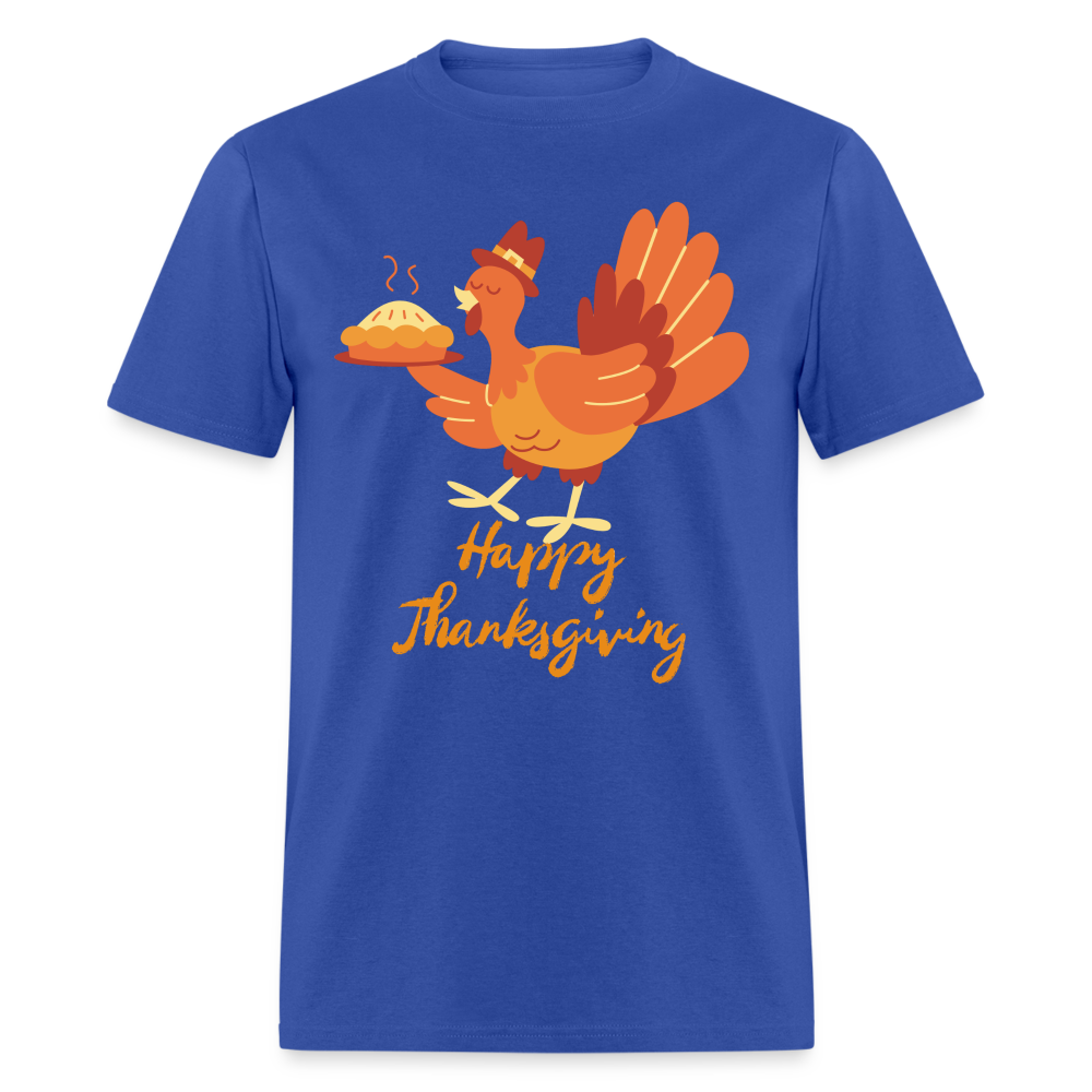 Happy Thanksgiving with Turkey | Unisex Classic T-Shirt for Men and Women - royal blue