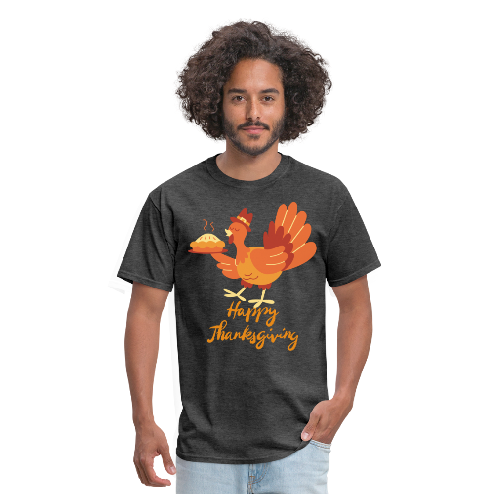 Happy Thanksgiving with Turkey | Unisex Classic T-Shirt for Men and Women - heather black