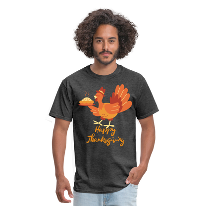 Happy Thanksgiving with Turkey | Unisex Classic T-Shirt for Men and Women - heather black