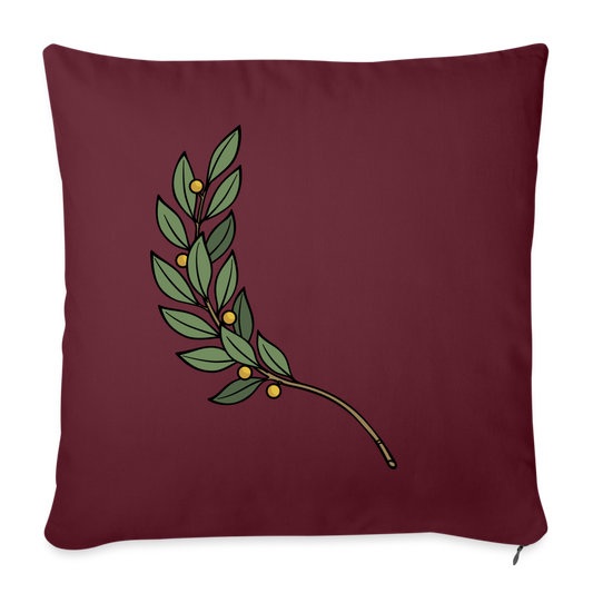 Throw Pillow Cover 18" x 18" – Elegant Wreath Design - burgundy