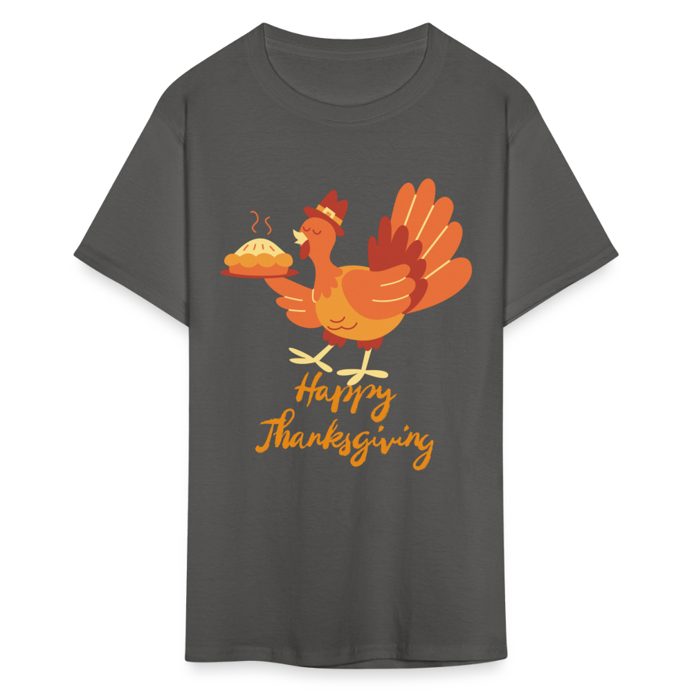 Happy Thanksgiving with Turkey | Unisex Classic T-Shirt for Men and Women - charcoal