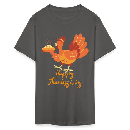 Happy Thanksgiving with Turkey | Unisex Classic T-Shirt for Men and Women - charcoal