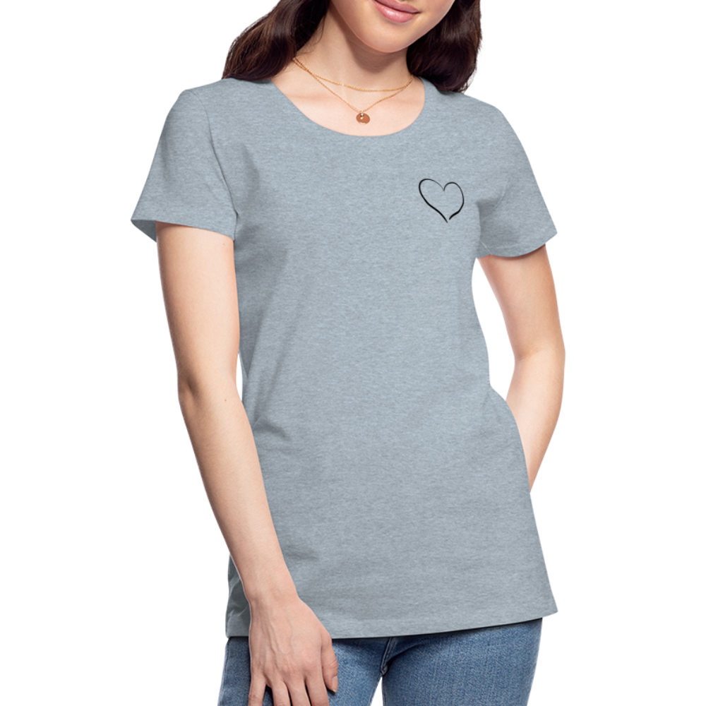 Heart Outline Design T-Shirt for Women | Women’s Premium T-Shirt - heather ice blue