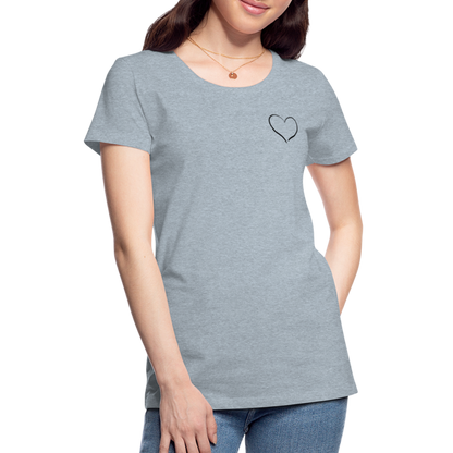 Heart Outline Design T-Shirt for Women | Women’s Premium T-Shirt - heather ice blue