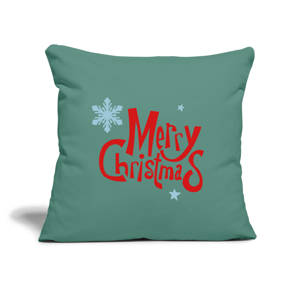 Throw Pillow Cover 18" x 18" – "Merry Christmas" Design - cypress green