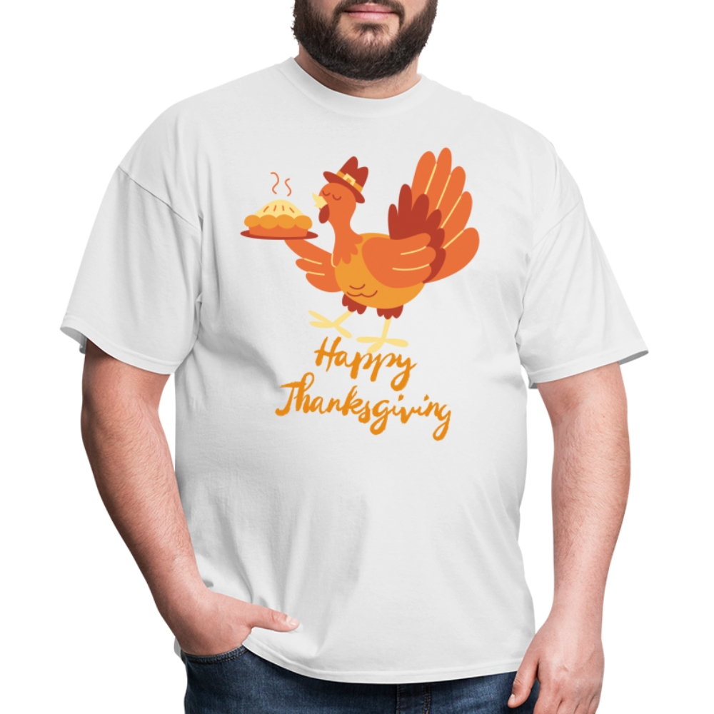 Happy Thanksgiving with Turkey | Unisex Classic T-Shirt for Men and Women - white